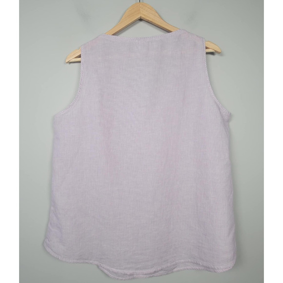 NWT Chicos Womens 3 XL Linen Cotton Scoop Neck Tank Top Pink White Stripe - Picture 2 of 8
